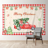 Aperturee - Lovely Truck With Christmas Tree Holiday Backdrop